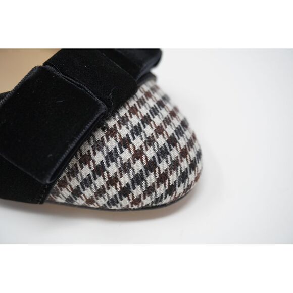 NIB Ann Taylor Kaia Black Velvet Bow Block Heeled Pump Baked Pecan Houndstooth - Picture 9 of 11